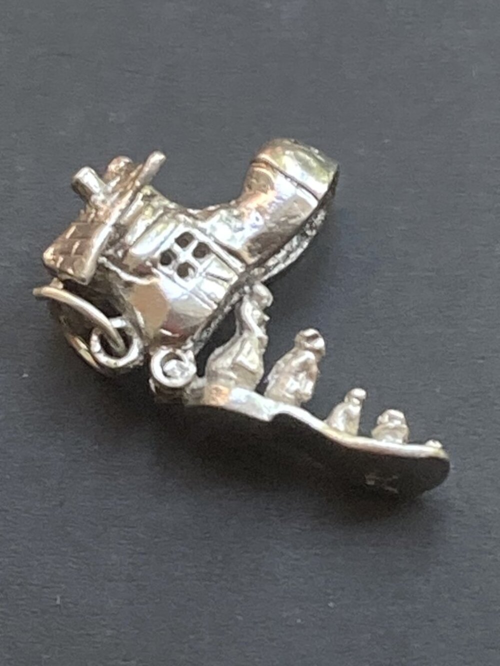 Old Lady in the Shoe charm in sterling silver